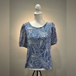 SALE! Blue CeCe Paisley S/S Blouse Size M EUC